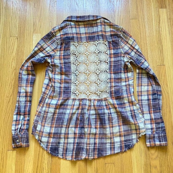 Purple & Rust Lace Flannel by White Crow - Picture 2 of 4